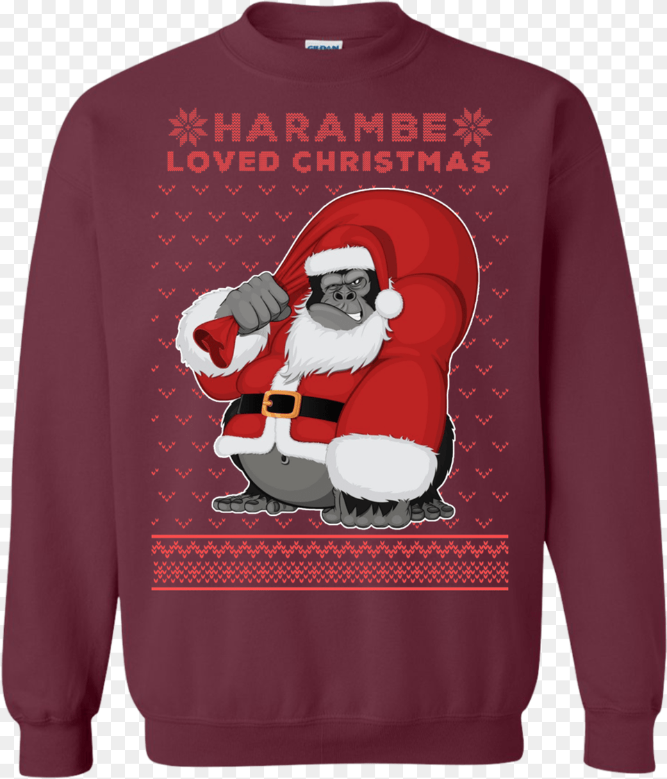 Harambe Christmas Sweater Christmas Cushion Cover 18 X 18 Rcool Multicolor, Sweatshirt, Knitwear, Clothing, Hoodie Free Png