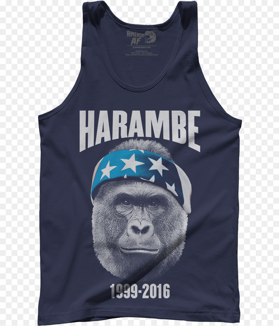 Harambe Face Transparent, Clothing, Tank Top, Adult, Male Png Image