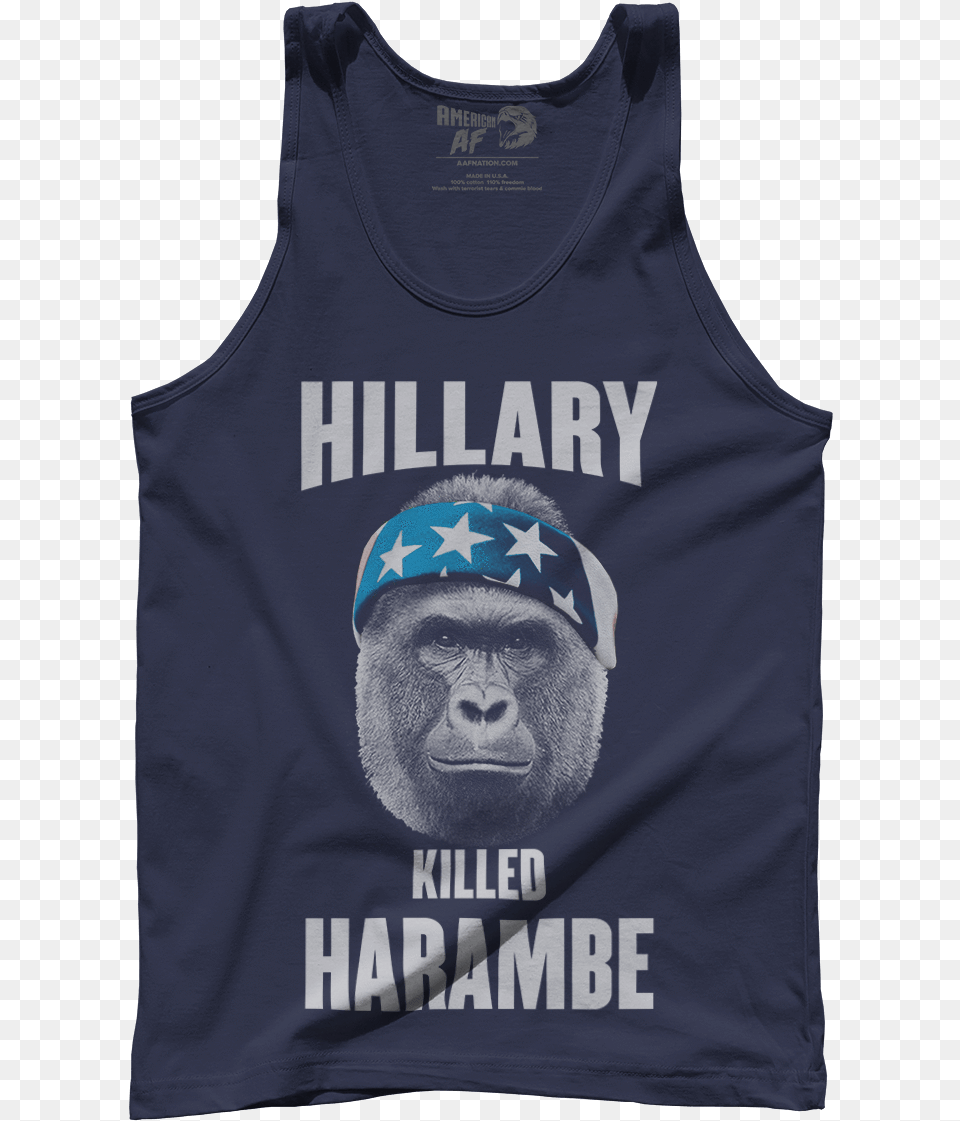 Harambe Hillary Killed Harambe Hillary Killed Harambe American Apparel Black, Clothing, Tank Top, Adult, Male Free Png Download