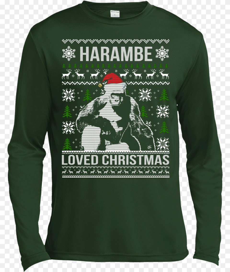 Harambe Loved Christmas Sweater Shirt Hoodie, T-shirt, Clothing, Sleeve, Long Sleeve Free Png