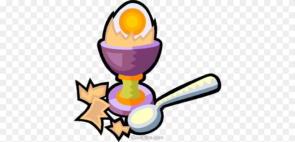 Hard Boiled Egg In An Egg Cup Royalty Vector Clip Art, Cutlery, Spoon, Smoke Pipe, Cream Free Transparent Png