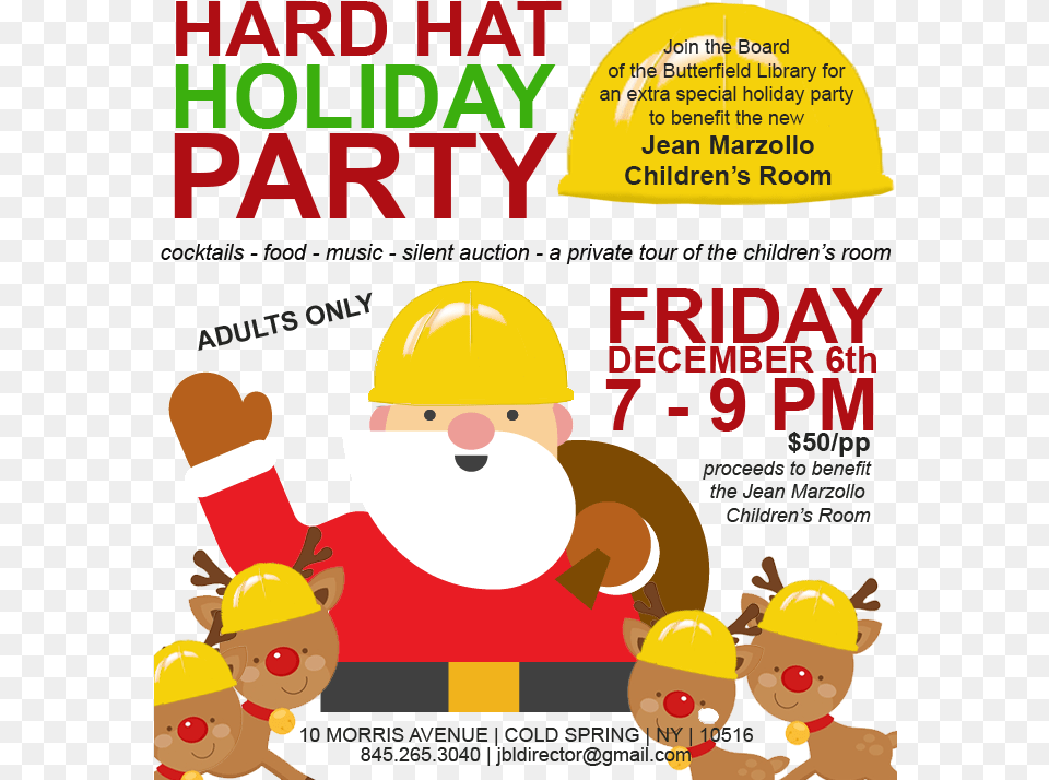 Hard Hat Holiday Party Cartoon, Advertisement, Clothing, Hardhat, Helmet Png