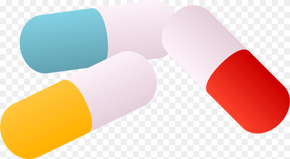 Hard Shelled Antibiotic Capsules Clipart, Capsule, Medication, Pill, Food Png Image
