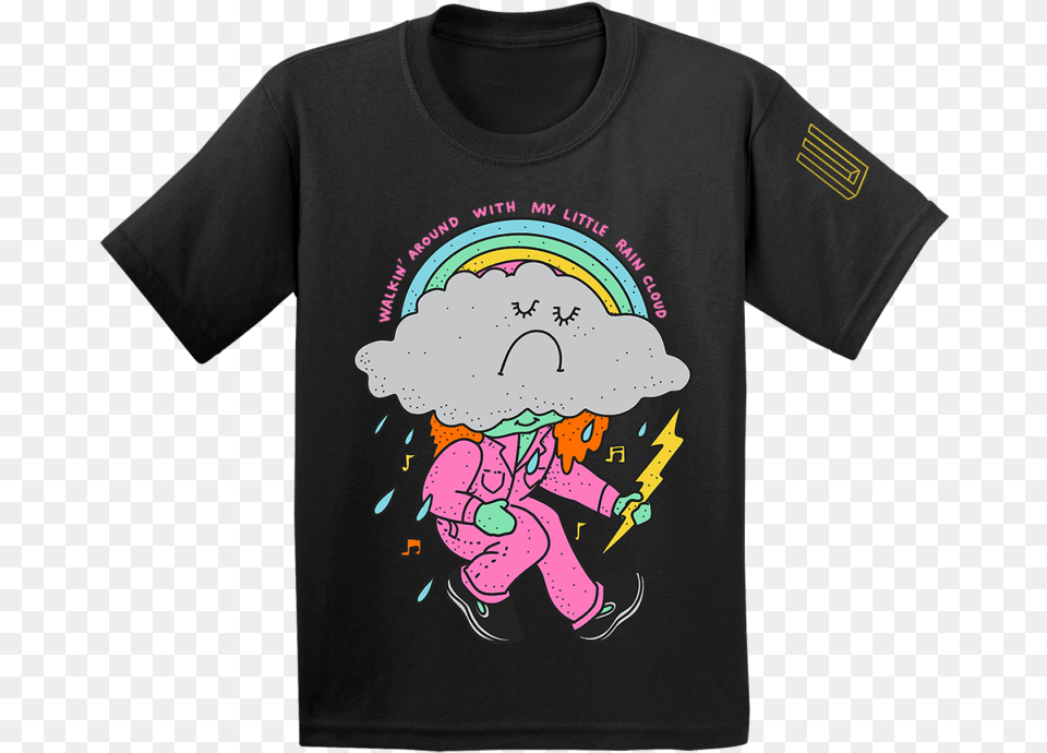 Hard Times Rain Cloud Kids T Shirt Wiz Khalifa Black And Yellow T Shirt, Clothing, T-shirt, Baby, Person Png