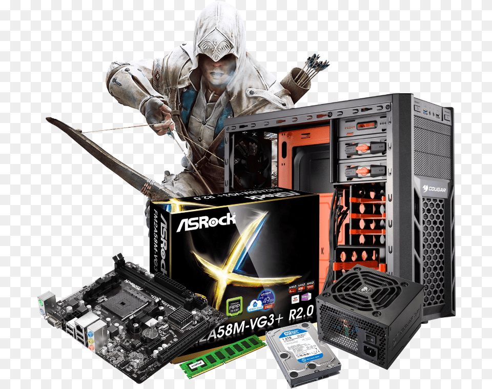 Hardware Pc Gamer Asrock Fm2a58m Vg3 R20 Fm2 95w Fm2 100w Amd, Computer Hardware, Electronics, Computer, Person Free Transparent Png