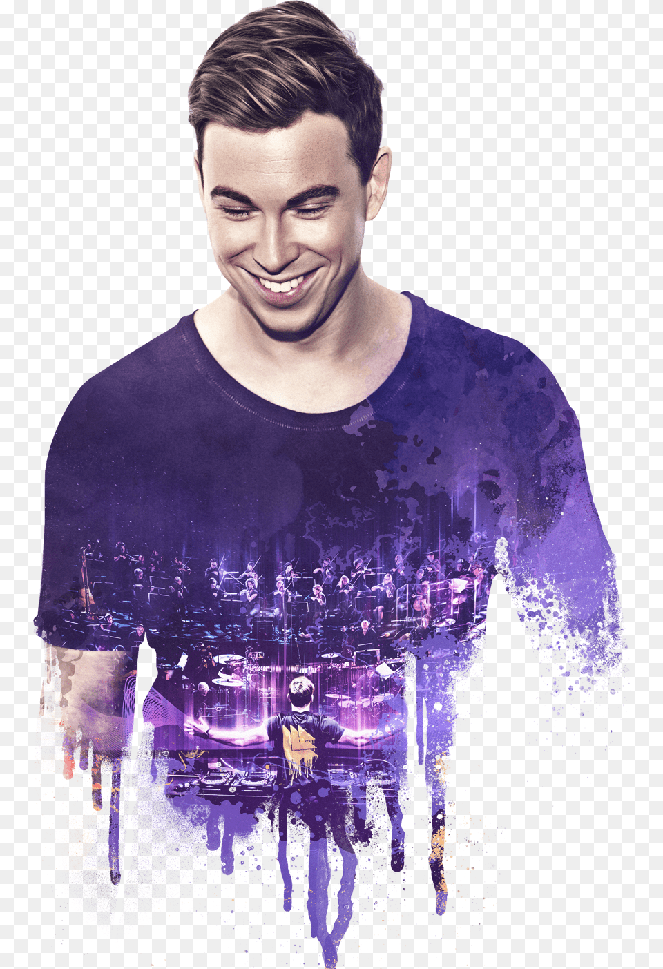 Hardwell Amp Metropole Orchestra, Purple, Adult, Person, Man Png Image