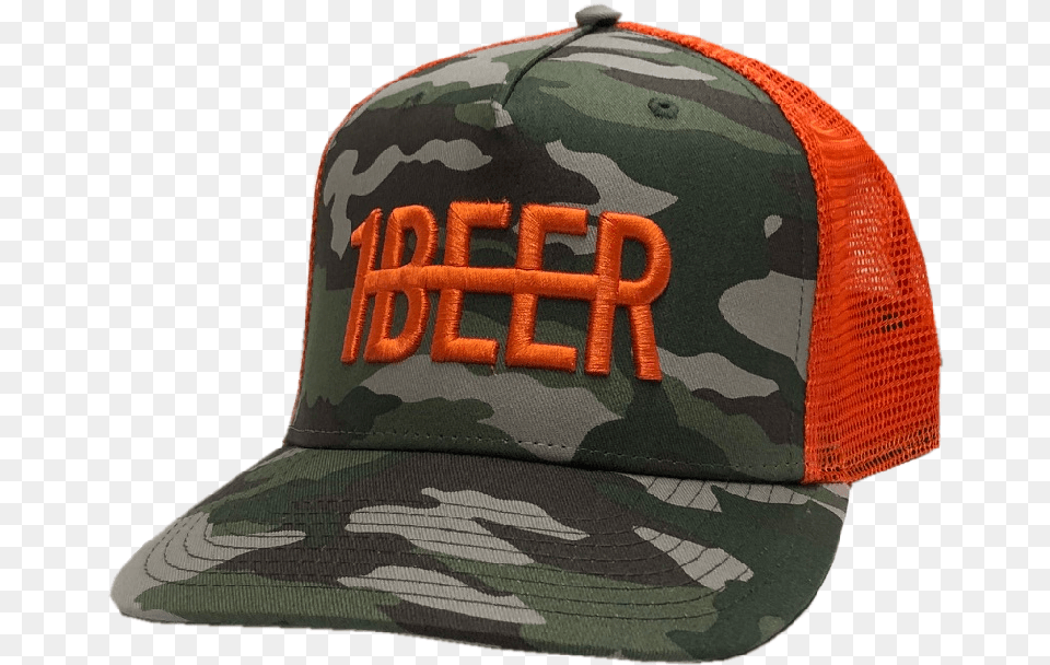 Hardy Camo And Orange Beer Hat Military Camouflage, Baseball Cap, Cap, Clothing, Helmet Free Png