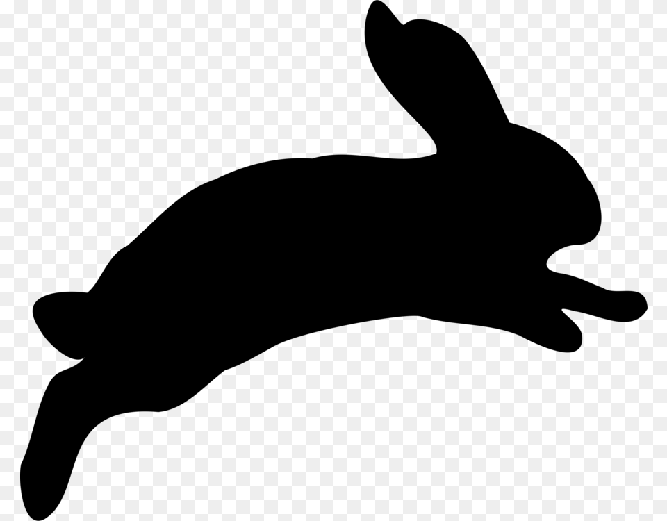 Hare Easter Bunny Rabbit Silhouette, Gray Png Image