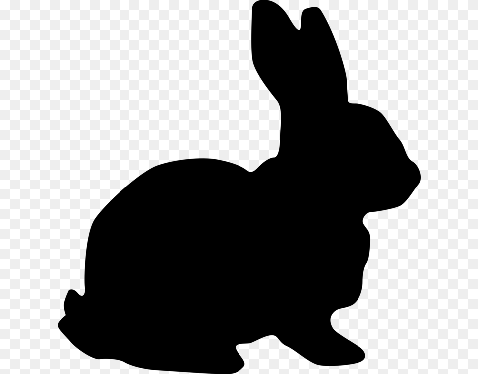 Hare Rabbit Easter Bunny Silhouette Drawing, Gray Free Png