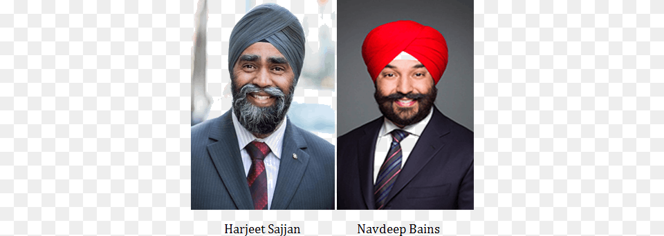 Harjeet Sajjan And Navdeep Bains Navdeep Bains, Turban, Clothing, Person, Man Free Png