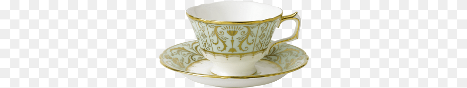 Harlequin Darley Abbey Green Royal Crown Derby Teacup And Saucer, Cup Png Image