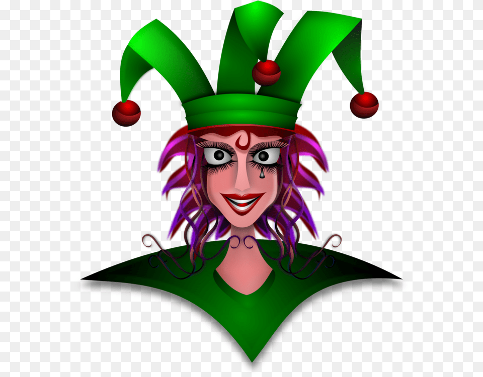 Harlequin Joker Jester Clown Cap And Bells, Elf, Adult, Female, Person Free Png Download