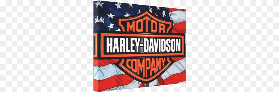 Harley Davidson, American Flag, Flag, Emblem, Symbol Png Image