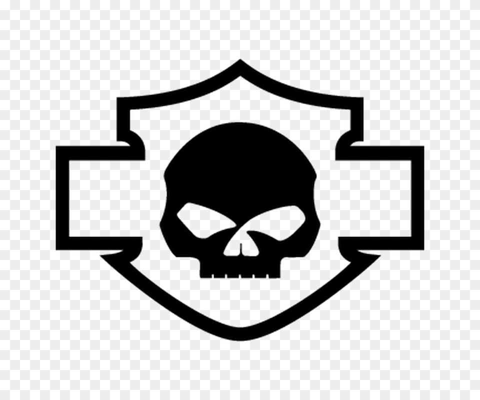 Harley Davidson Logo Silhouette Skull Decal, Emblem, Stencil, Symbol, Photography Free Png Download