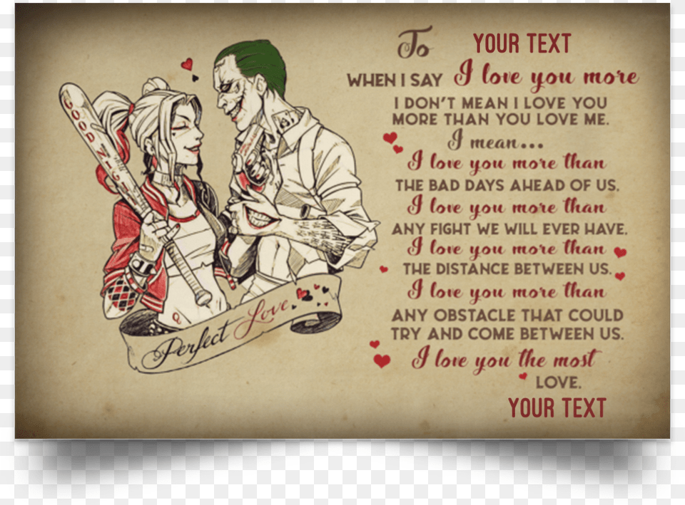 Harley Quinn And Joker Love Poster, Advertisement, Adult, Person, Man Free Transparent Png