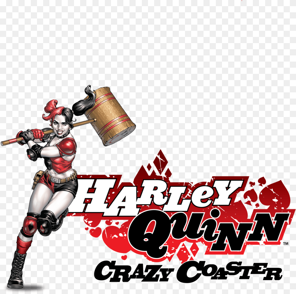 Harley Quinn Crazy Coaster Logo, Advertisement, Adult, Female, Person Free Png Download