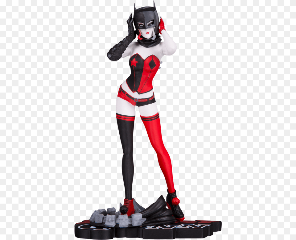 Harley Quinn Red White Amp Black Statue Clipart Harley Quinn Red Black And White Statue, Clothing, Costume, Person, Figurine Free Png