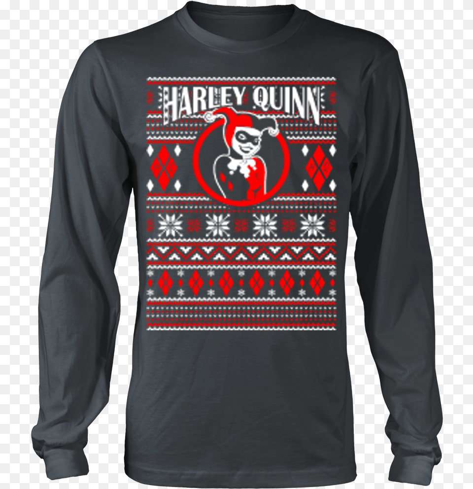 Harley Quinn Ugly Christmas Sweater Xmas Bon Iver Band Tshirt, Clothing, Sleeve, Long Sleeve, T-shirt Free Transparent Png