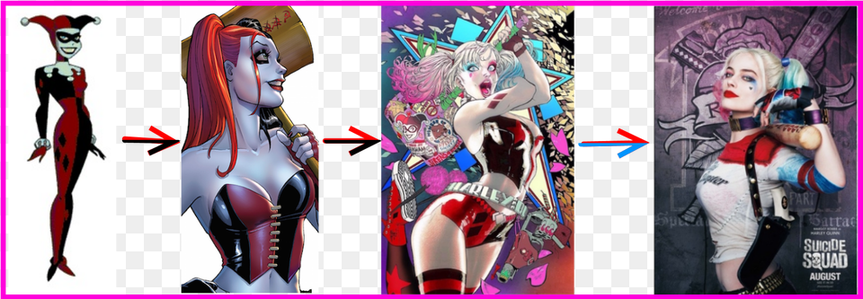 Harley Quinn39s Transformation According To Wikipedia Cartoon, Adult, Publication, Person, Female Png Image