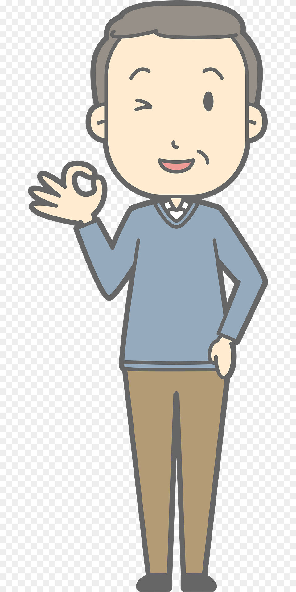 Harold Middle Aged Man Is Giving Ok Sign Clipart, Clothing, Long Sleeve, Sleeve, Person Png Image