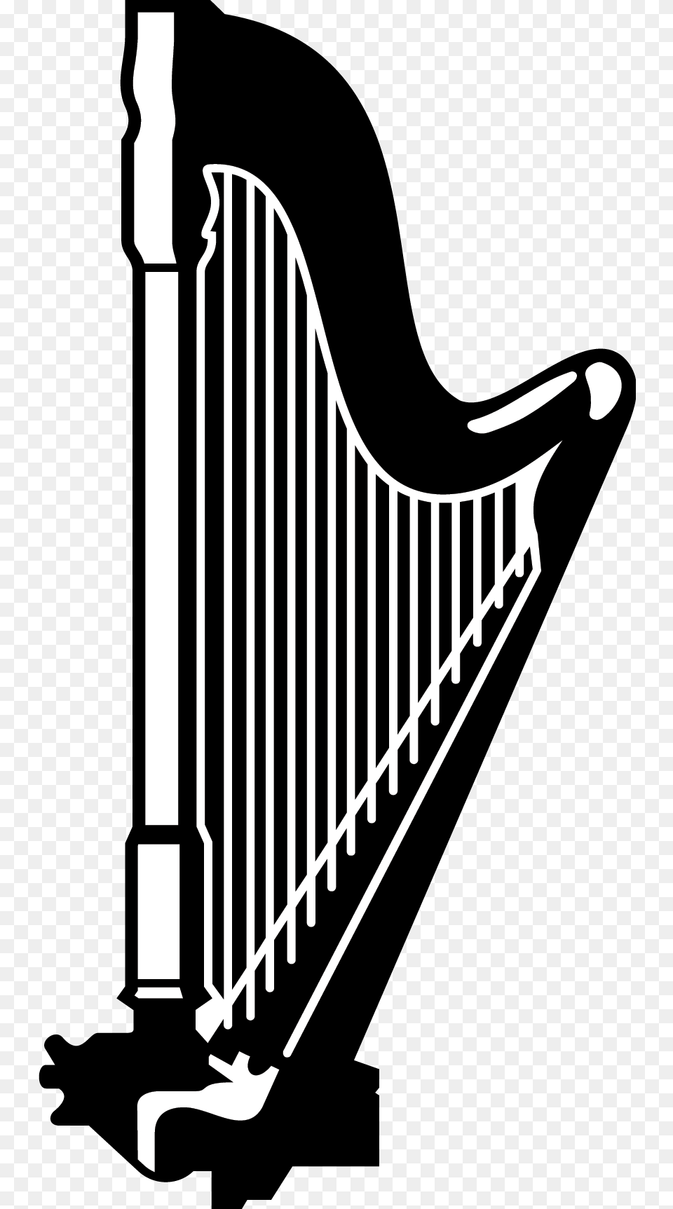 Harp Clipart Black And White Black And White Harp, Musical Instrument Free Transparent Png