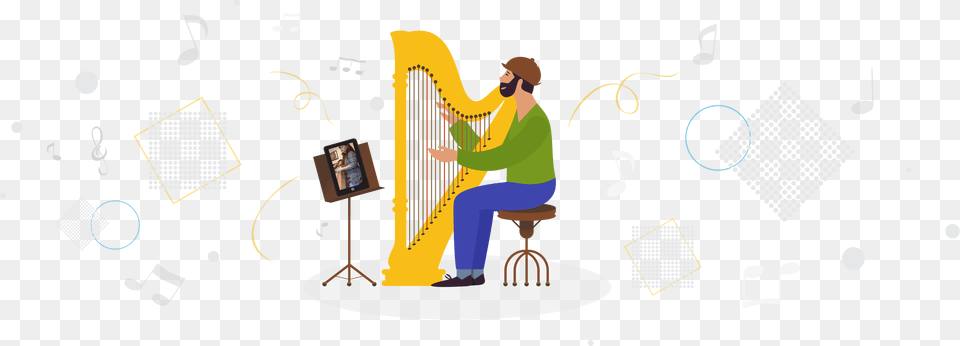 Harp Illustration, Person, Musical Instrument, Blackboard Free Transparent Png