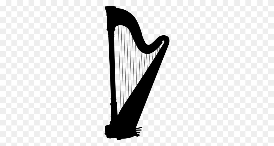 Harp Musical Instrument Silhouette, Gray Free Png