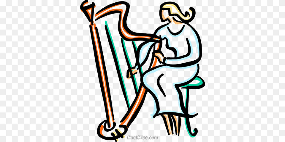 Harpist Royalty Vector Clip Art Illustration, Harp, Musical Instrument, Person Free Transparent Png