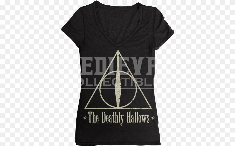 Harry Potter Deathly Hallows Junior V Neck T Shirt Harry Potter Cup Deathly Hallows For None, Clothing, T-shirt, Triangle, Weapon Free Transparent Png