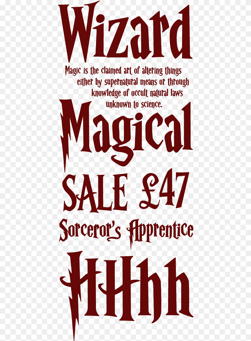 Harry Potter Font Sample Wizard Harry Potter Font, Advertisement, Book, Poster, Publication Free Png