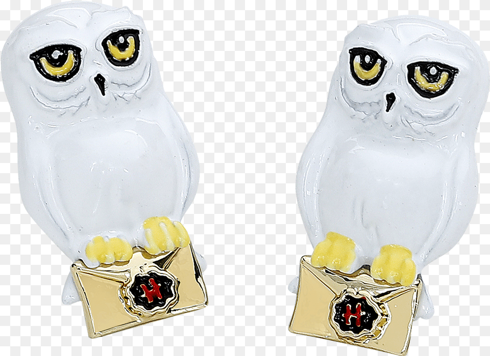 Harry Potter Hedwig Earring Set Gold Coloured Snowy Owl, Animal, Bird Free Png