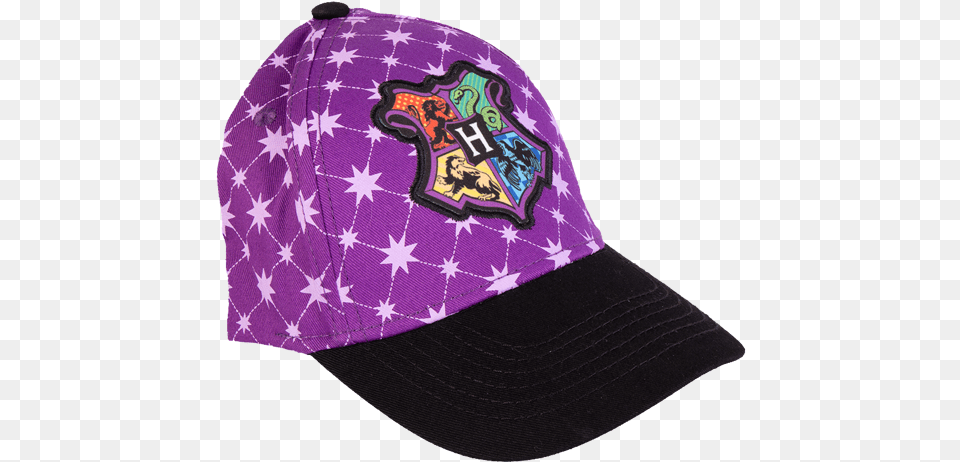 Harry Potter Hogwarts Logo Purple Cap Baseball Cap, Baseball Cap, Clothing, Hat, Person Free Transparent Png