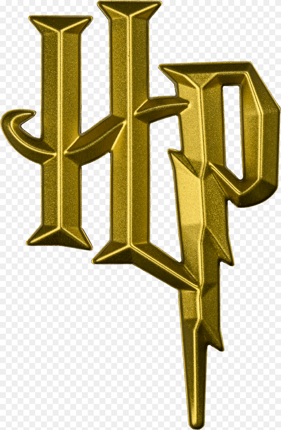Harry Potter Logo Gold Chrome Premium Emblem Popcultcha Fan, Trident, Weapon, Cross, Symbol Png