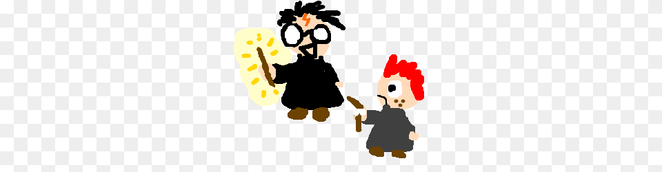 Harry Potter Showing Off His Wand To Weasley Drawing, Baby, Person, Food, Nut Png Image