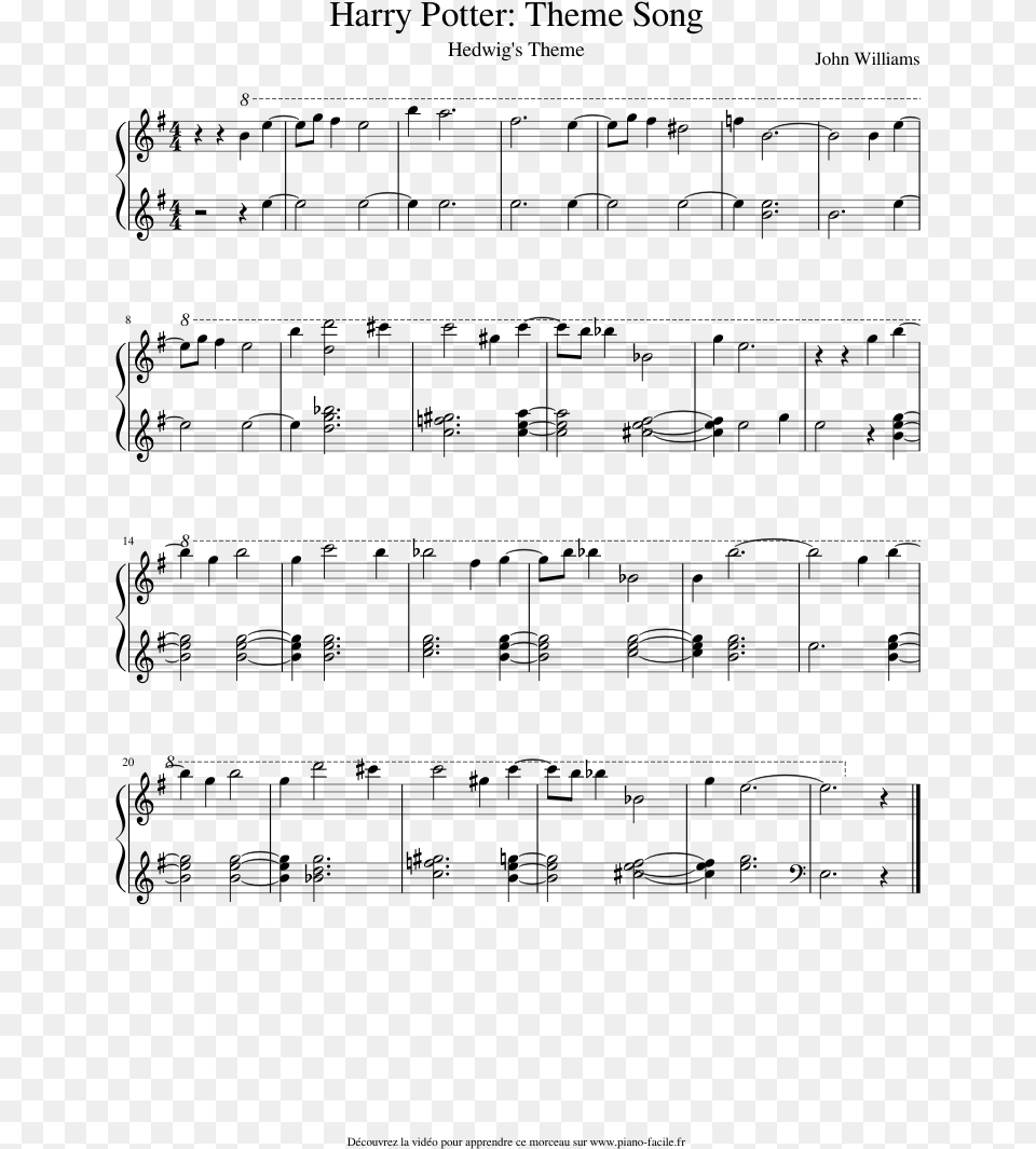 Harry Potter Theme Song Sheet Music, Gray Free Png Download