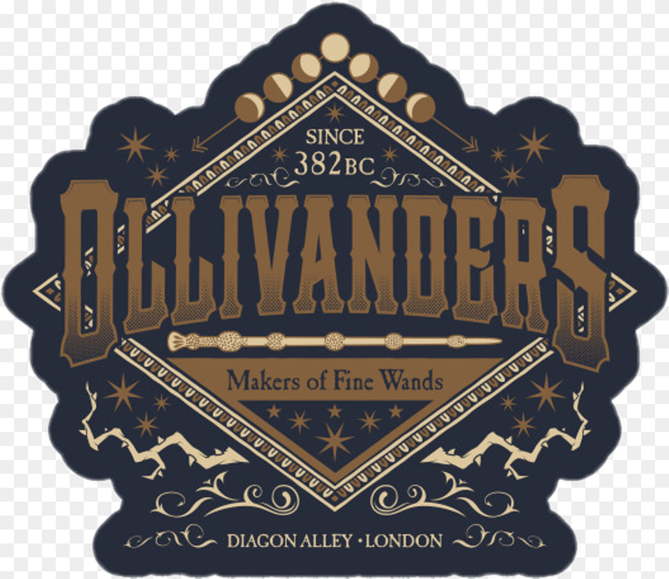 Harrypotter Hp Ollivanders Wands Varinhas Diagonalley Harry Potter Wand Label Ollivanders, Badge, Logo, Symbol, Architecture Free Png Download