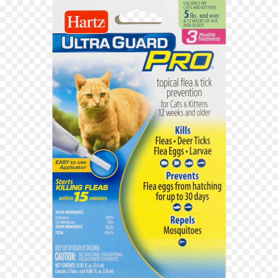 Hartz Ultraguard Pro Flea And Tick Cat Treatment Monthly, Advertisement, Poster, Animal, Mammal Free Transparent Png