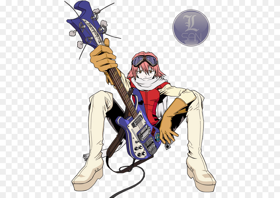 Haruko Haruhara Flcl Guitar Anime Art Haruko Flcl, Musical Instrument, Adult, Person, Man Free Transparent Png