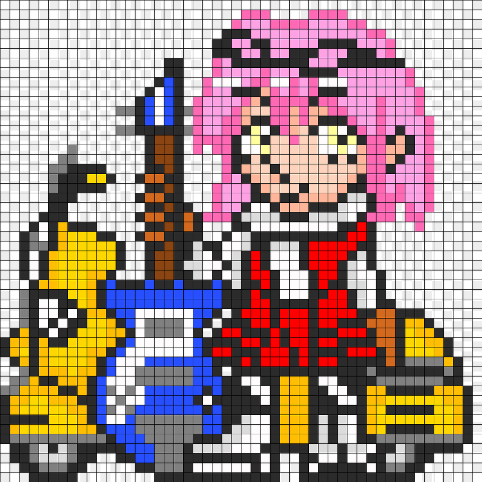 Haruko Haruhara From Fooly Cooly Perler Bead Pattern Flcl Perler, Art, Graphics, Tile, Mosaic Free Png Download