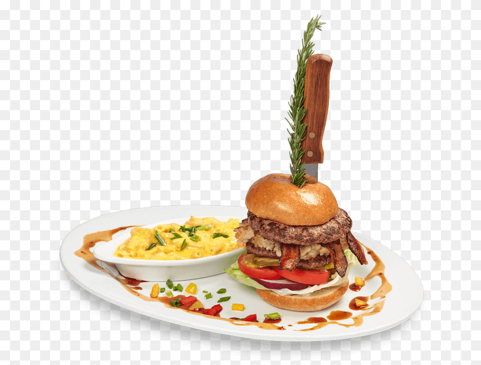 Hash House Famous Stuffed Burger Hash Hash A Go Go, Food, Food Presentation, Lunch, Meal Free Transparent Png