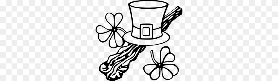 Hat And Shillelagh Clip Art, Clothing, Stencil, Smoke Pipe Free Png