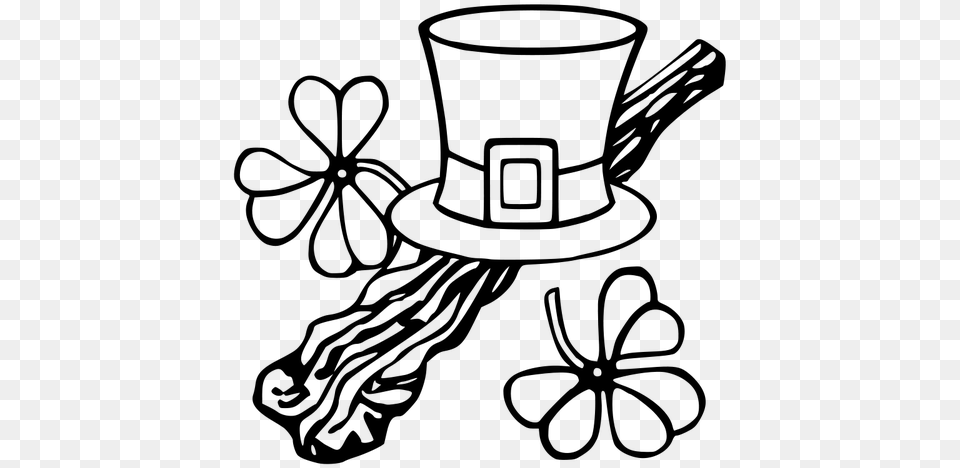 Hat And Shillelagh Vector Image, Gray Free Transparent Png