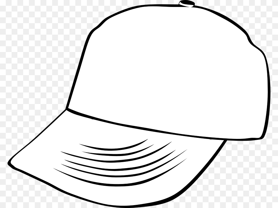 Hat Cap Ballcap Outline Blank Brim Visor White Animasi Topi Hitam Putih, Baseball Cap, Clothing Png