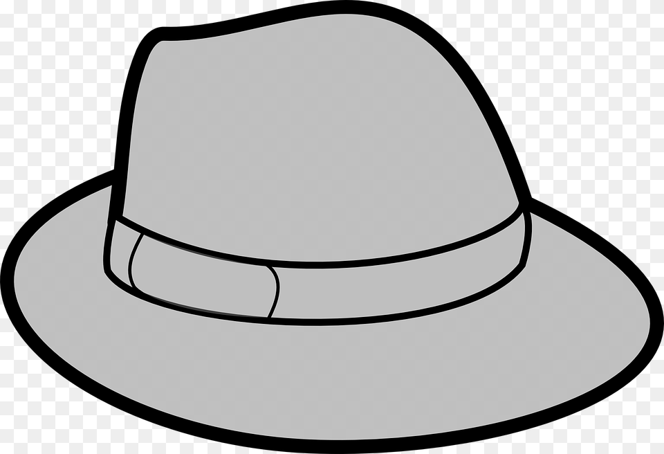 Hat Grey Gray Trilby Headwear Crooner Gangster Hat Black And White Clip Art, Clothing, Sun Hat Free Png