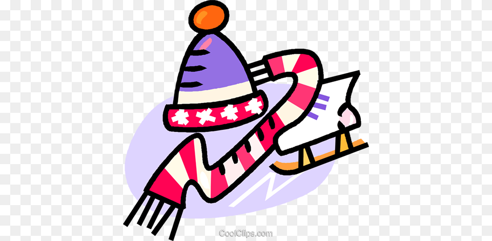 Hat Scarf And Skates Royalty Vector Clip Art Illustration, Clothing, Dynamite, Weapon, Sombrero Png