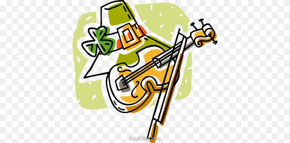 Hat With A Shamrock And Fiddle Royalty Vector Clip Art, Graphics, Musical Instrument, Bulldozer, Machine Png