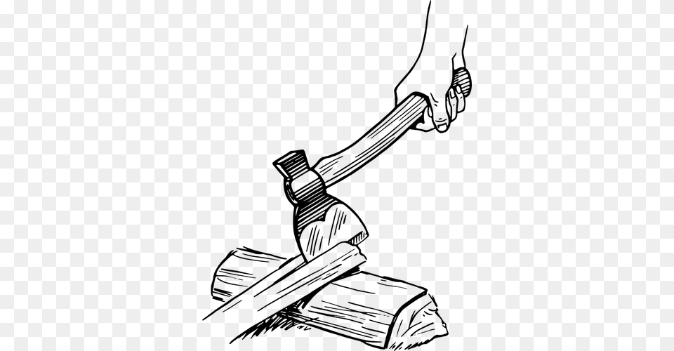 Hatchet Cutting The Wood, Gray Free Png Download