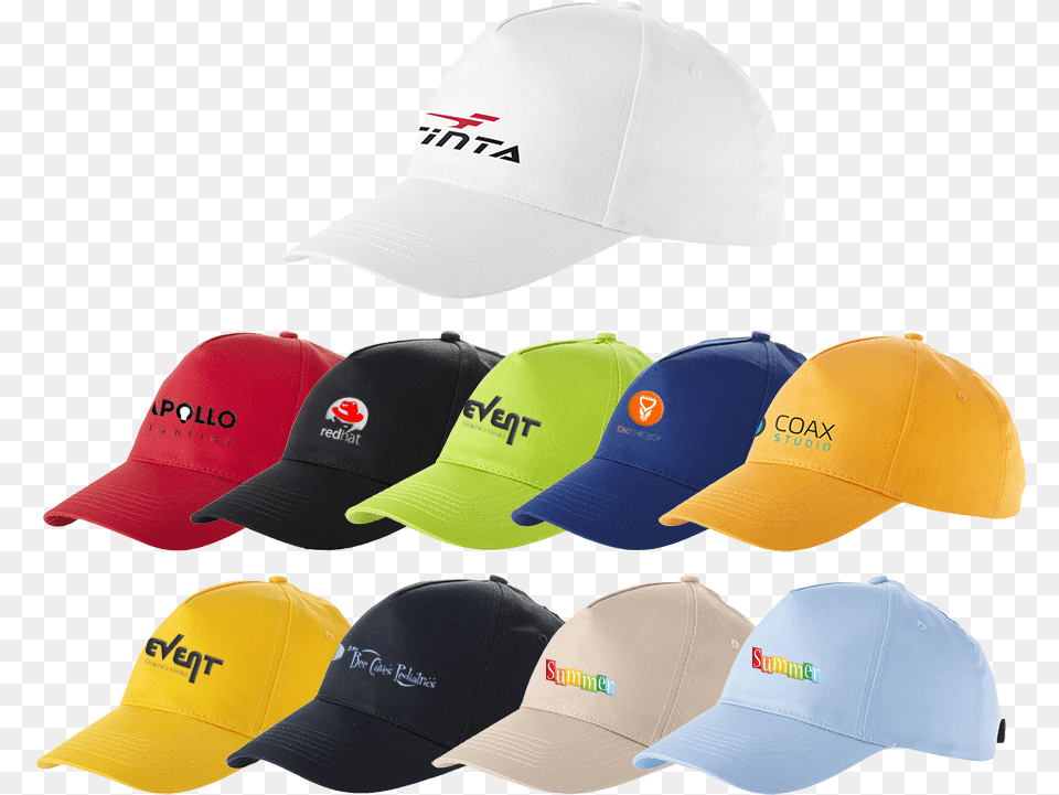 Hats 10 X Promotional Baseball Caps Logo Embroidered Caps, Baseball Cap, Cap, Clothing, Hat Png