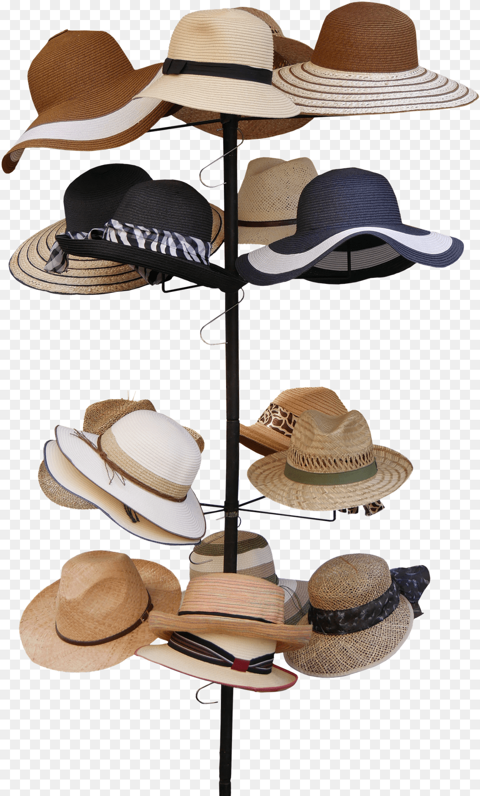 Hats Collection Presentation Cap Stand, Clothing, Hat, Sun Hat, Cowboy Hat Png Image