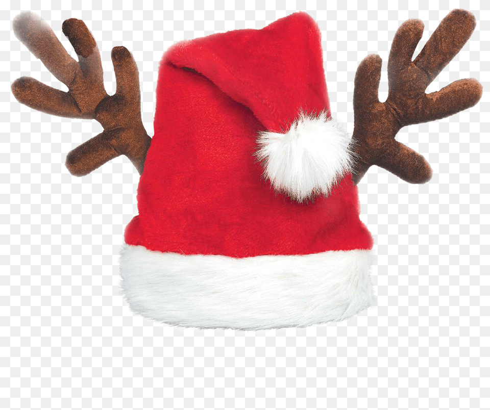 Hatsantasantahatreindeersantareindeerredhatantleranters Reindeer Hat, Clothing, Glove, Baby, Person Png Image